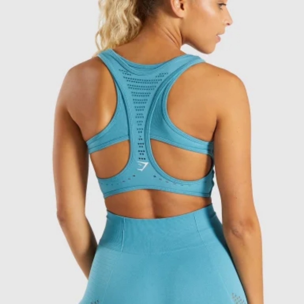 Gymshark Flawless Knit Sports Bra in Sea Blue